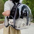 1 space capsule pet backpack - breathable transparent travel carry-on box, suitable for cats and small dogs, with zipper, portable, suitable for outdoor exploration, pet carry-on box, modern pet accessories, secure zipper closure