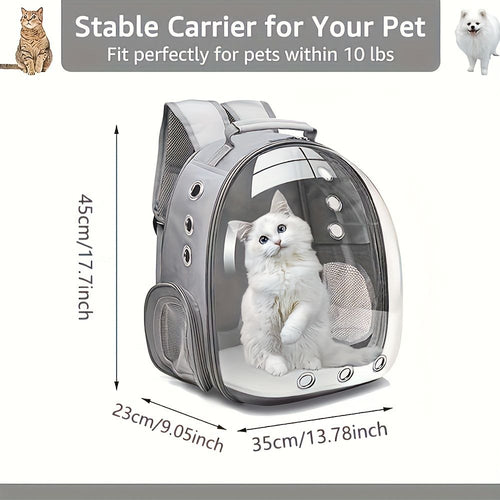1 space capsule pet backpack - breathable transparent travel carry-on box, suitable for cats and small dogs, with zipper, portable, suitable for outdoor exploration, pet carry-on box, modern pet accessories, secure zipper closure