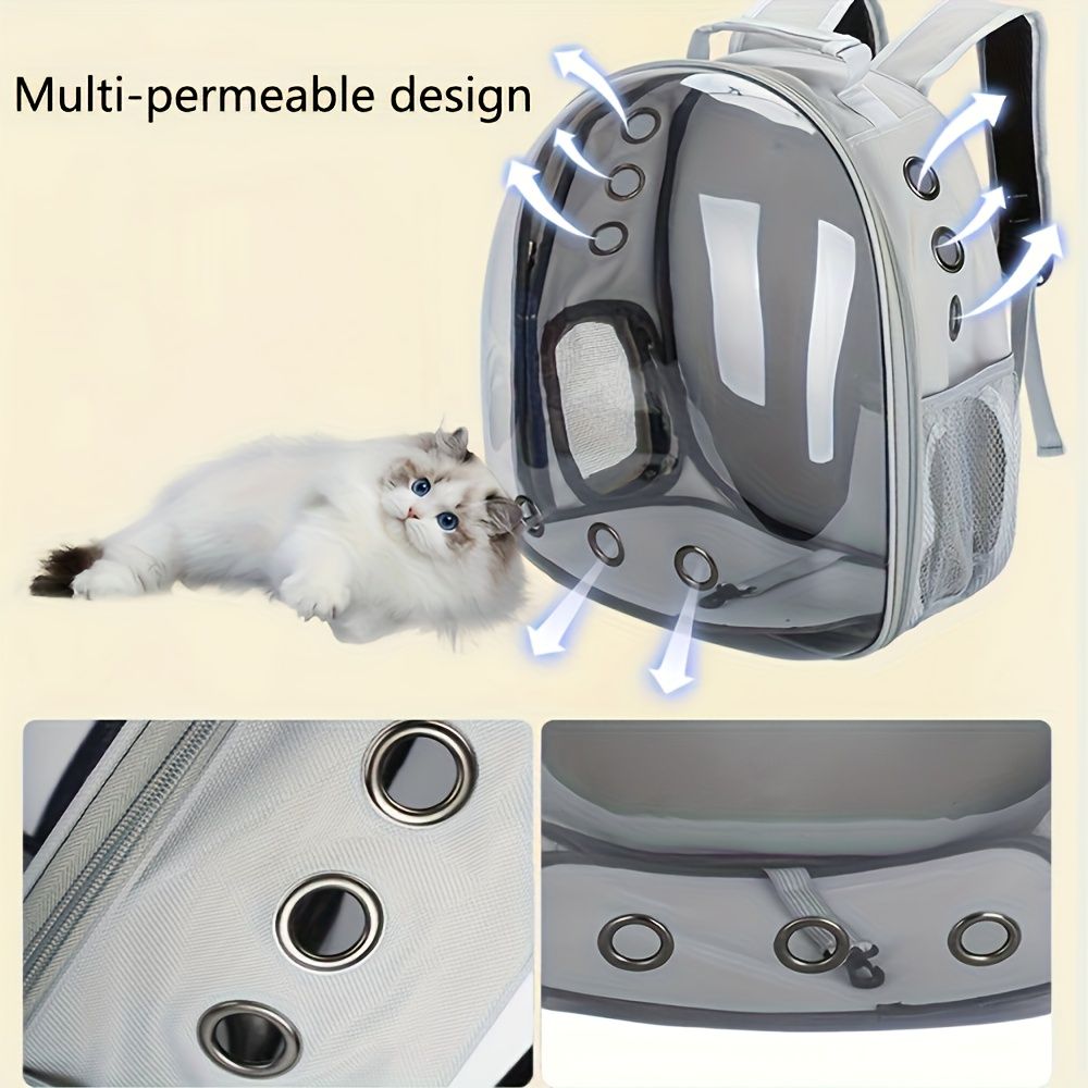 1 space capsule pet backpack - breathable transparent travel carry-on box, suitable for cats and small dogs, with zipper, portable, suitable for outdoor exploration, pet carry-on box, modern pet accessories, secure zipper closure