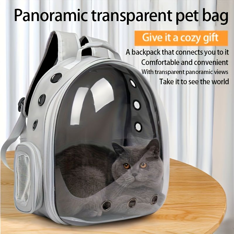 1 space capsule pet backpack - breathable transparent travel carry-on box, suitable for cats and small dogs, with zipper, portable, suitable for outdoor exploration, pet carry-on box, modern pet accessories, secure zipper closure
