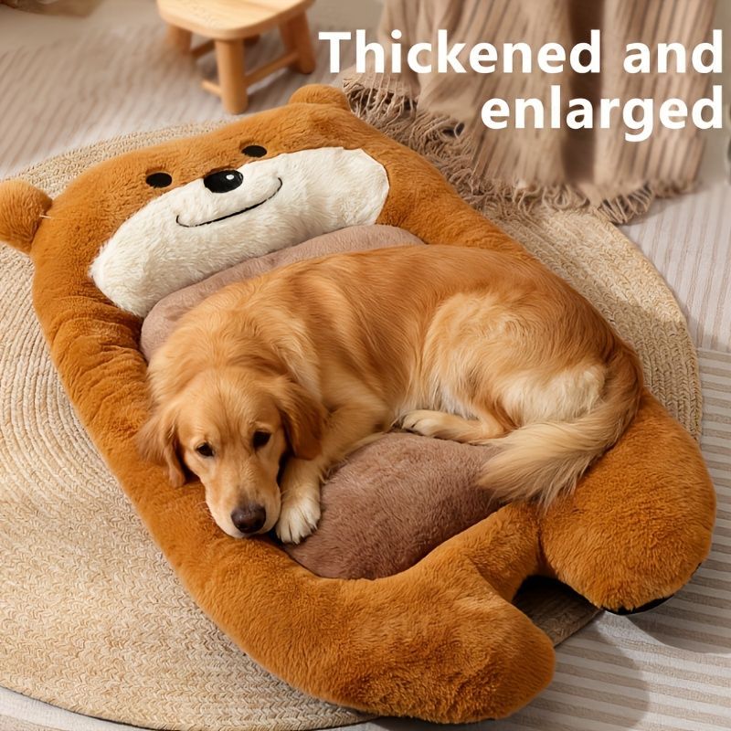 dog bed, bear shaped dog bed, thickened dog bed, enlarged dog bed, all season dog bed, comfortable dog bed, Australia, soft plush dog bed, machine washable dog bed - Light coffee color - Size XL-15kg