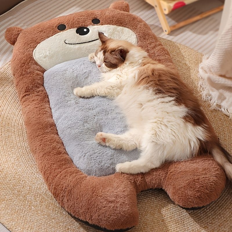 dog bed, bear shaped dog bed, thickened dog bed, enlarged dog bed, all season dog bed, comfortable dog bed, Australia, soft plush dog bed, machine washable dog bed - Light coffee color - Size XL-15kg