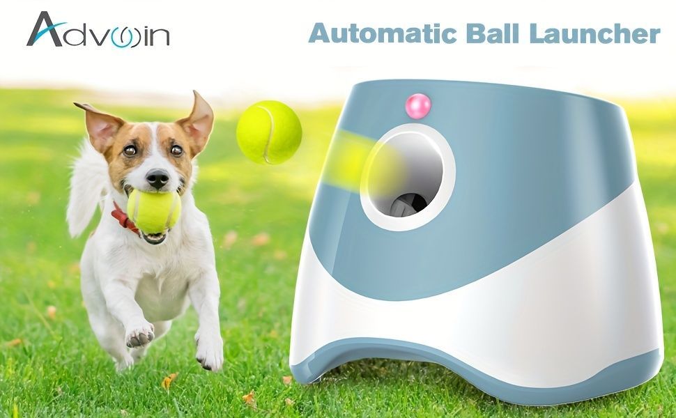 automatic dog ball launcher, dog ball thrower, rechargeable dog ball thrower, interactive dog toy, dog tennis ball launcher, fetch toy for dogs, indoor dog toy, outdoor dog toy, high energy dog toy, Australian dog toy - Blue - Size L