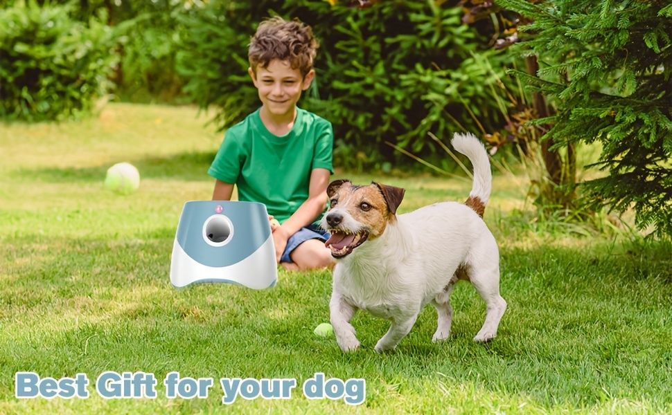 automatic dog ball launcher, dog ball thrower, rechargeable dog ball thrower, interactive dog toy, dog tennis ball launcher, fetch toy for dogs, indoor dog toy, outdoor dog toy, high energy dog toy, Australian dog toy - Blue - Size L