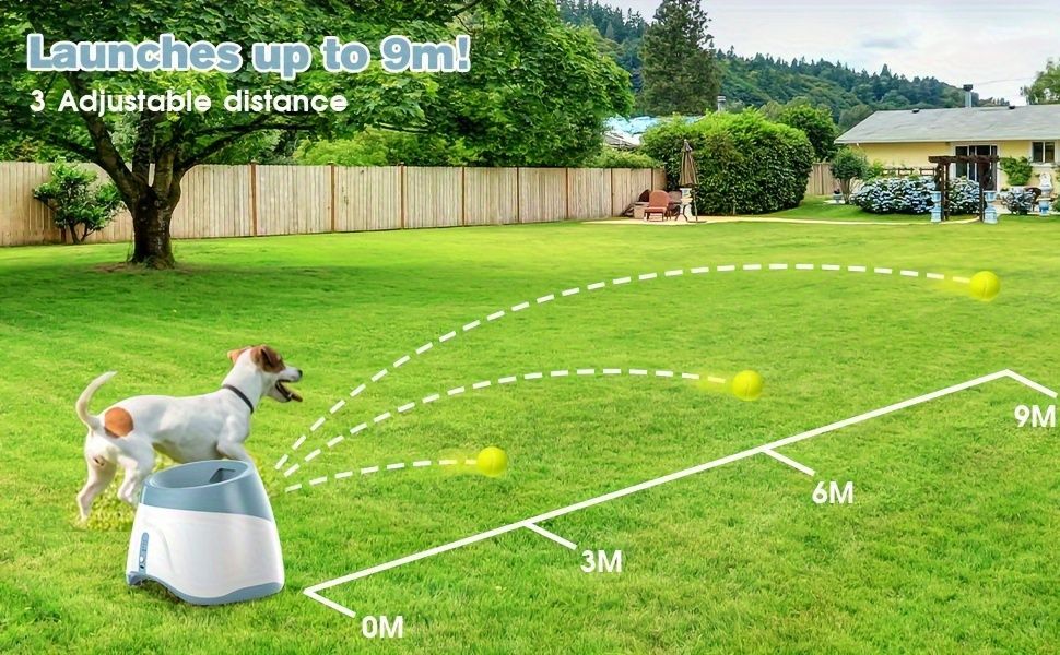 automatic dog ball launcher, dog ball thrower, rechargeable dog ball thrower, interactive dog toy, dog tennis ball launcher, fetch toy for dogs, indoor dog toy, outdoor dog toy, high energy dog toy, Australian dog toy - Blue - Size L