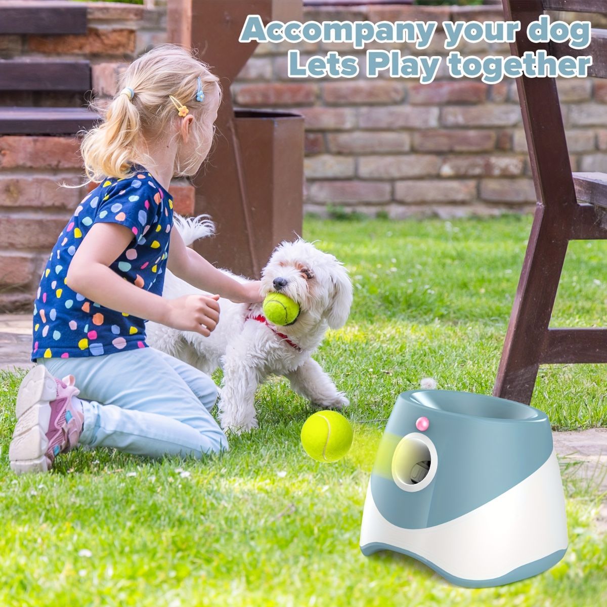 automatic dog ball launcher, dog ball thrower, rechargeable dog ball thrower, interactive dog toy, dog tennis ball launcher, fetch toy for dogs, indoor dog toy, outdoor dog toy, high energy dog toy, Australian dog toy - Blue - Size L