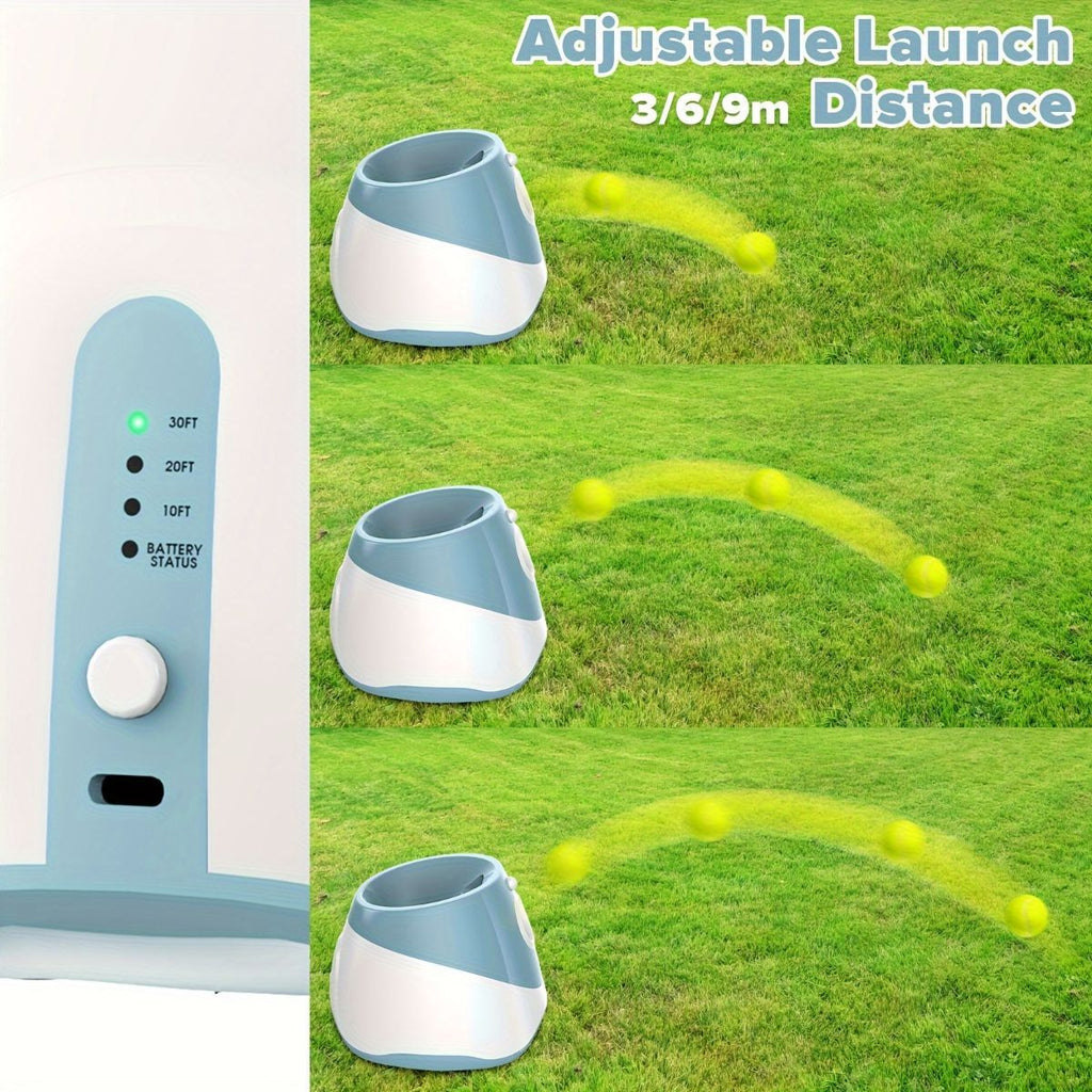 automatic dog ball launcher, dog ball thrower, rechargeable dog ball thrower, interactive dog toy, dog tennis ball launcher, fetch toy for dogs, indoor dog toy, outdoor dog toy, high energy dog toy, Australian dog toy - Blue - Size L