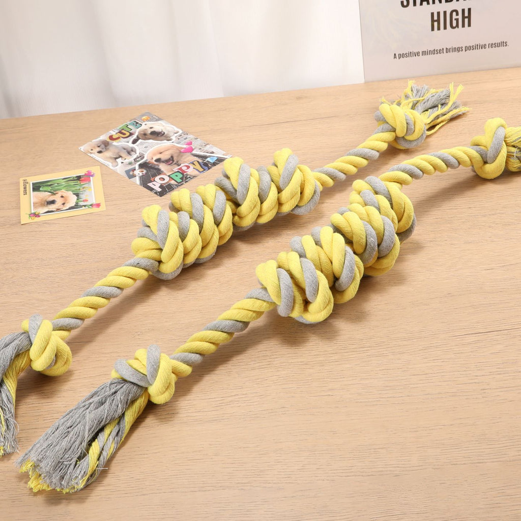 cotton rope dog toy, chew resistant dog toy, teething toy for dogs, medium large dog toy, durable dog toy, interactive dog toy, dog teething relief, heavy chewer dog toy, australian dog toy - Yellow - Size 3PCS
