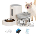 Automatic Cat Feeder and Water 2-in-1 Pet Automatic Fountain Food Bowl Spill-Proof Cat Waterer for Indoor Outdoor Home Vacation Balcony Living Room Bedroom - Gray - Size Feeder and Waterer
