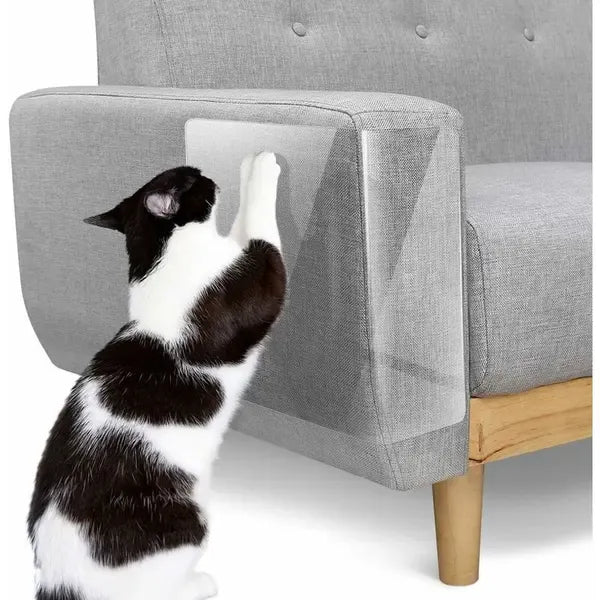 3 Pack Self-Adhesive Cat Scratch Guards, Clear PVC Furniture Protectors for Sofas, Tables and Upholstery, White, 30 x 300 cm