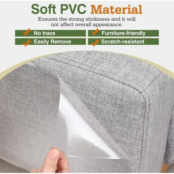 3 Pack Self-Adhesive Cat Scratch Guards, Clear PVC Furniture Protectors for Sofas, Tables and Upholstery, White, 30 x 300 cm