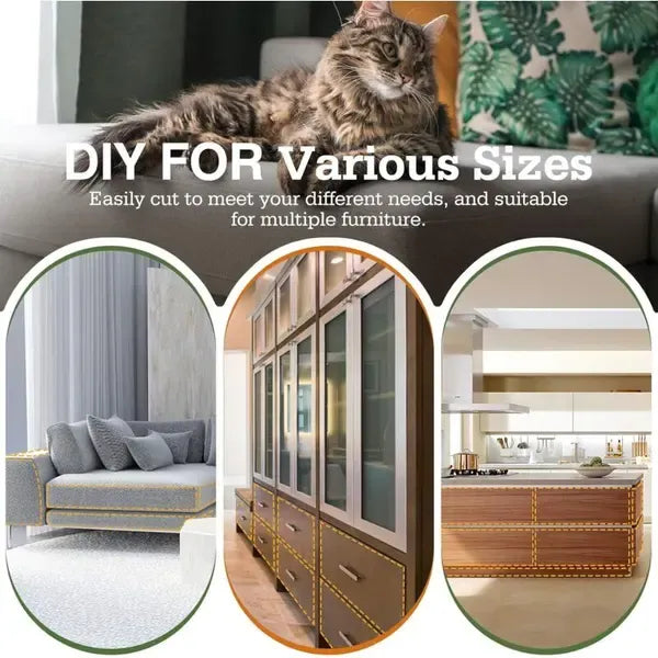 3 Pack Self-Adhesive Cat Scratch Guards, Clear PVC Furniture Protectors for Sofas, Tables and Upholstery, White, 30 x 300 cm