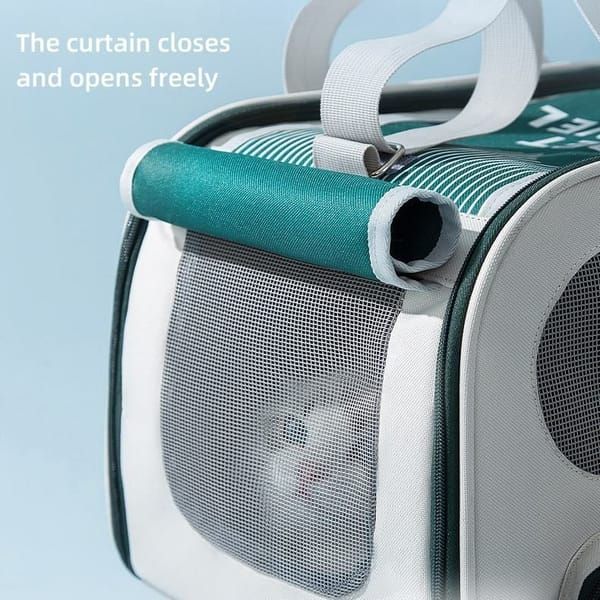 Large‑Capacity Pet Travel Carrier Bag, Portable Breathable Cat Dog Carrier, Crossbody Pet Handbag for Travel & Car Trips, Blue‑White Pet Transport Bag 45×30×28cm