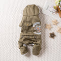 Qi Pet Dog Clothes Thickened Four Legged Warm locomotive hand army green S