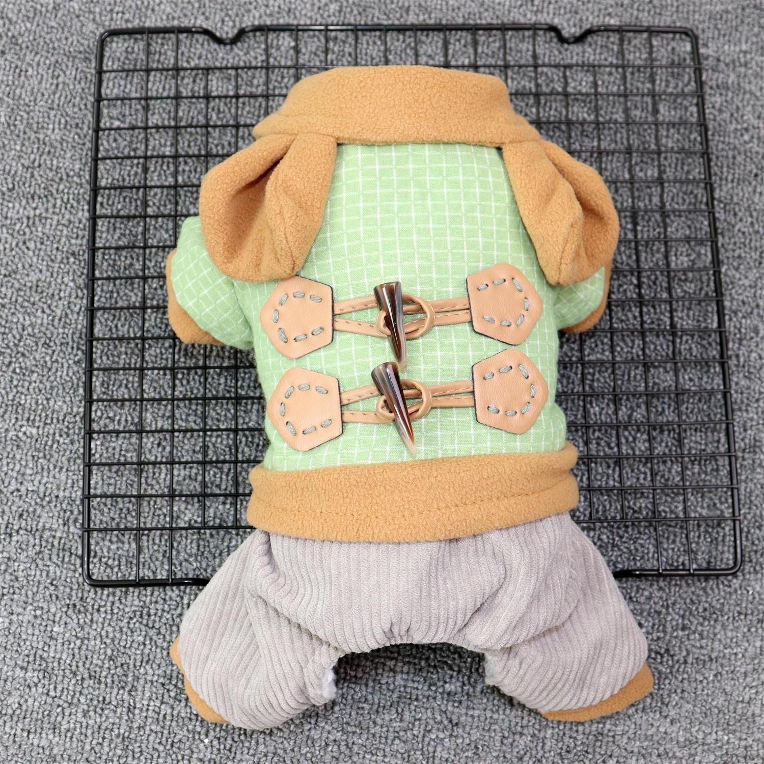 Pet Dog Clothes Odd Pet Four Legged Casual Corner Button Four Leg Green XS