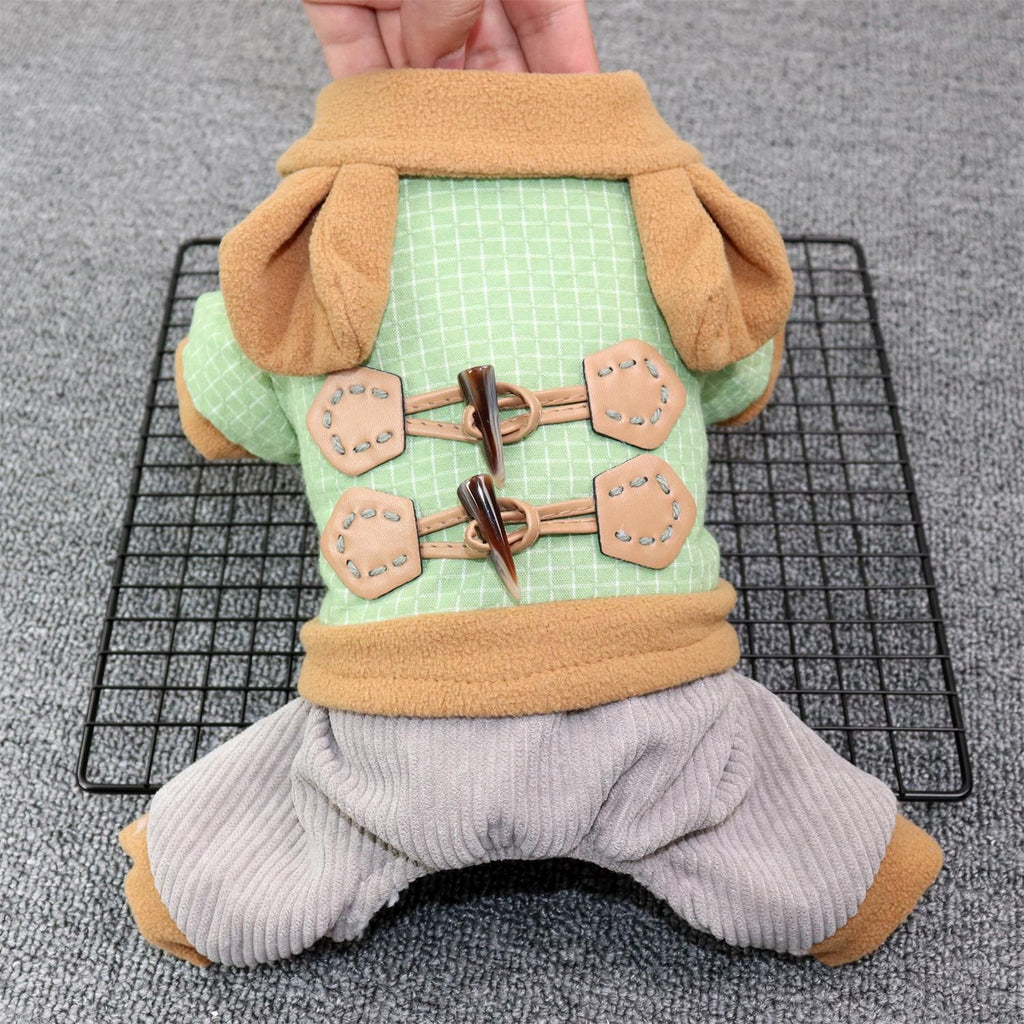 Pet Dog Clothes Odd Pet Four Legged Casual Corner Button Four Leg Green XS