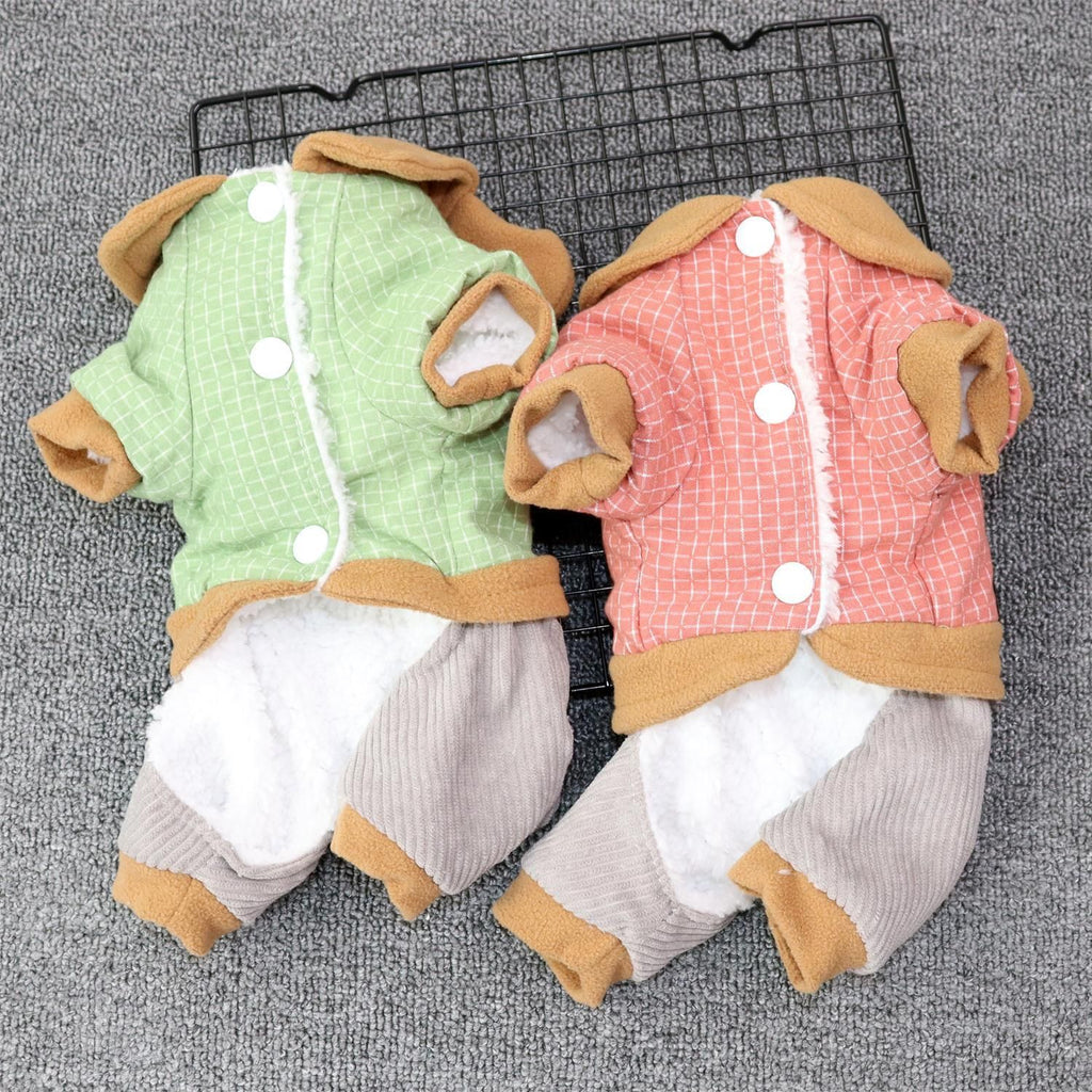 Pet Dog Clothes Odd Pet Four Legged Casual Corner Button Four Leg Green XS