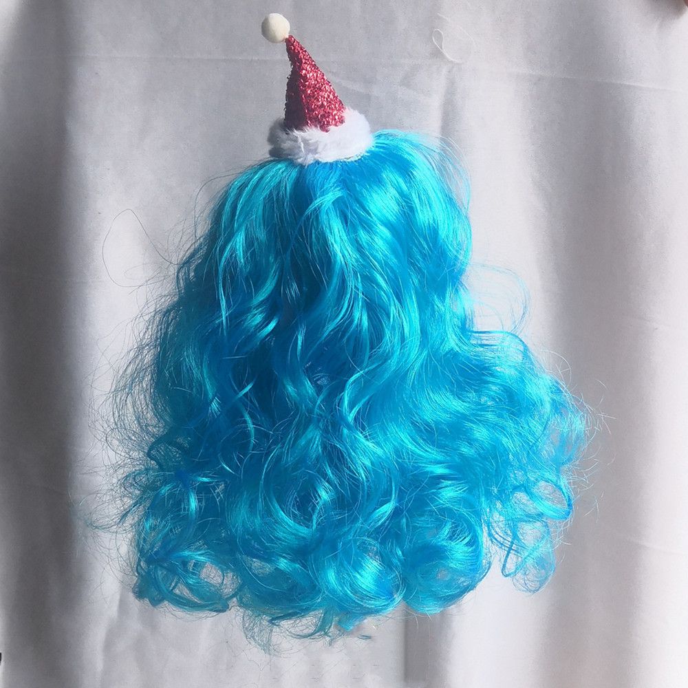 Pet Dog Cat Wool Wig Blue Wave Christmas
