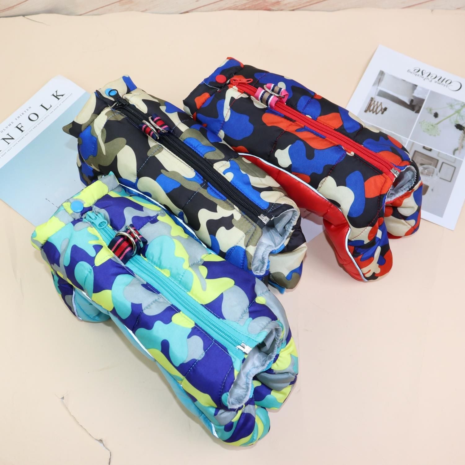 Dog Clothes Brand Waterproof Four Legged Jacket Camouflage Belly Blue XS