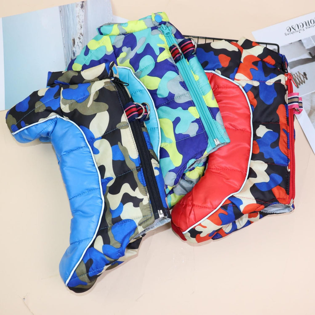Dog Clothes Brand Waterproof Four Legged Jacket Camouflage Belly Blue XS