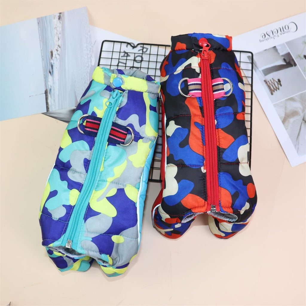 Dog Clothes Brand Waterproof Four Legged Jacket Camouflage Belly Blue XS