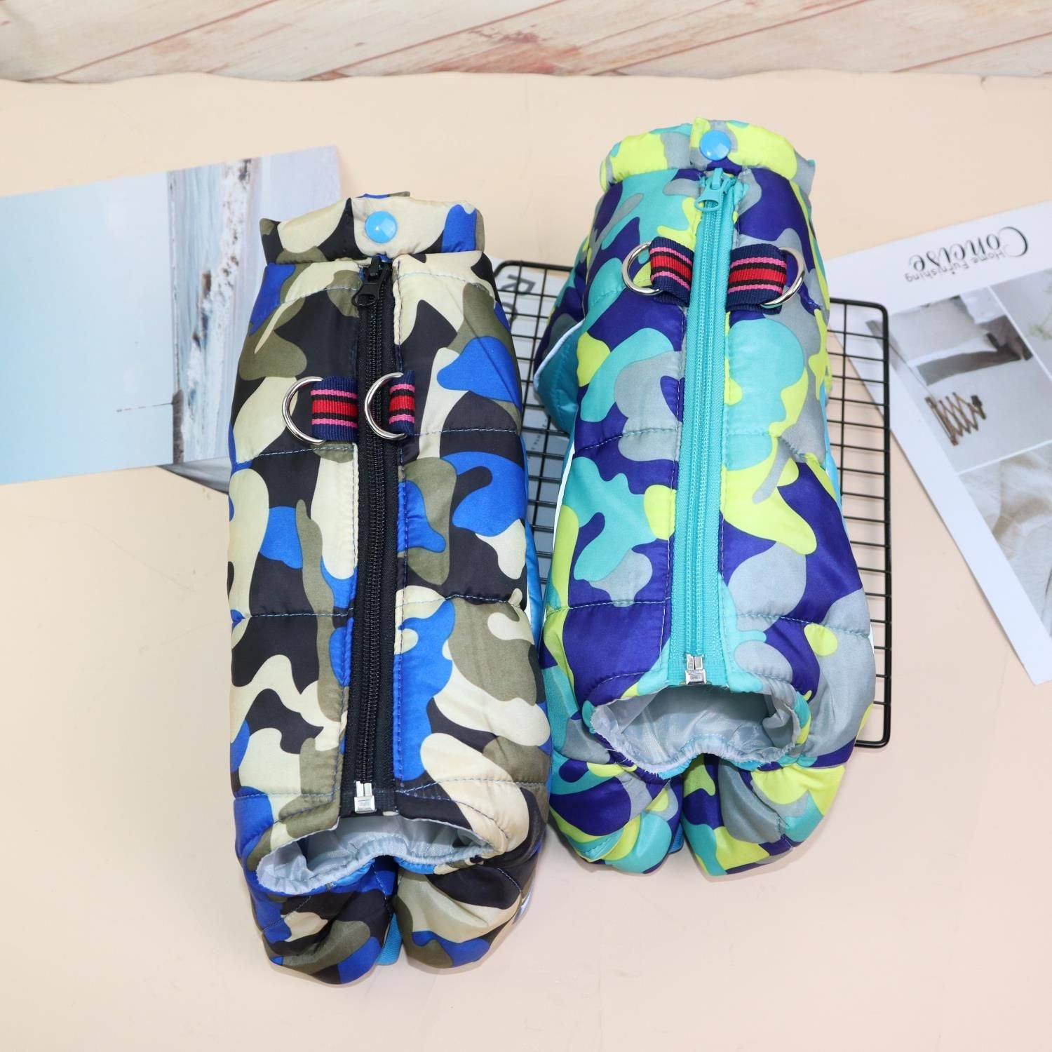 Dog Clothes Brand Waterproof Four Legged Jacket Camouflage Belly Blue XS