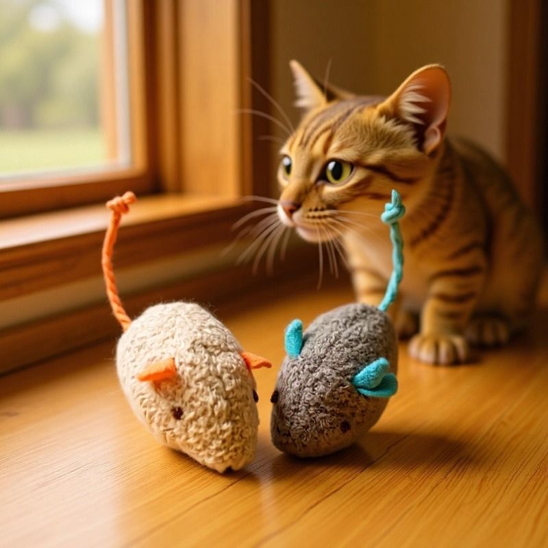 Catnip Plush Mouse Pet Toy for Cats Herbal mouse (beige)