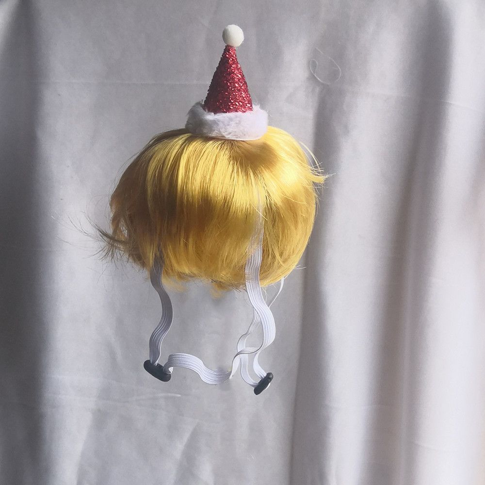 Pet Dog Cat Wig Hat Christmas Yellow Wool