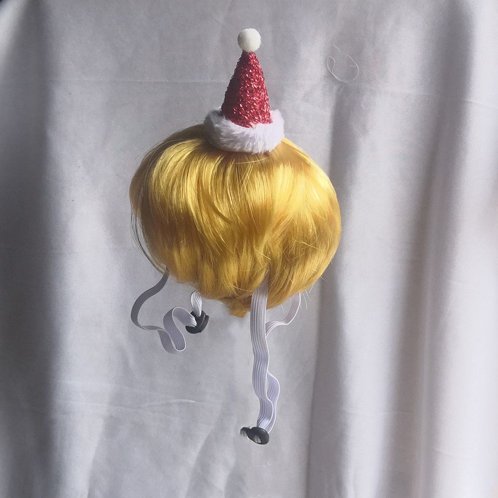 Pet Dog Cat Wig Hat Christmas Yellow Wool