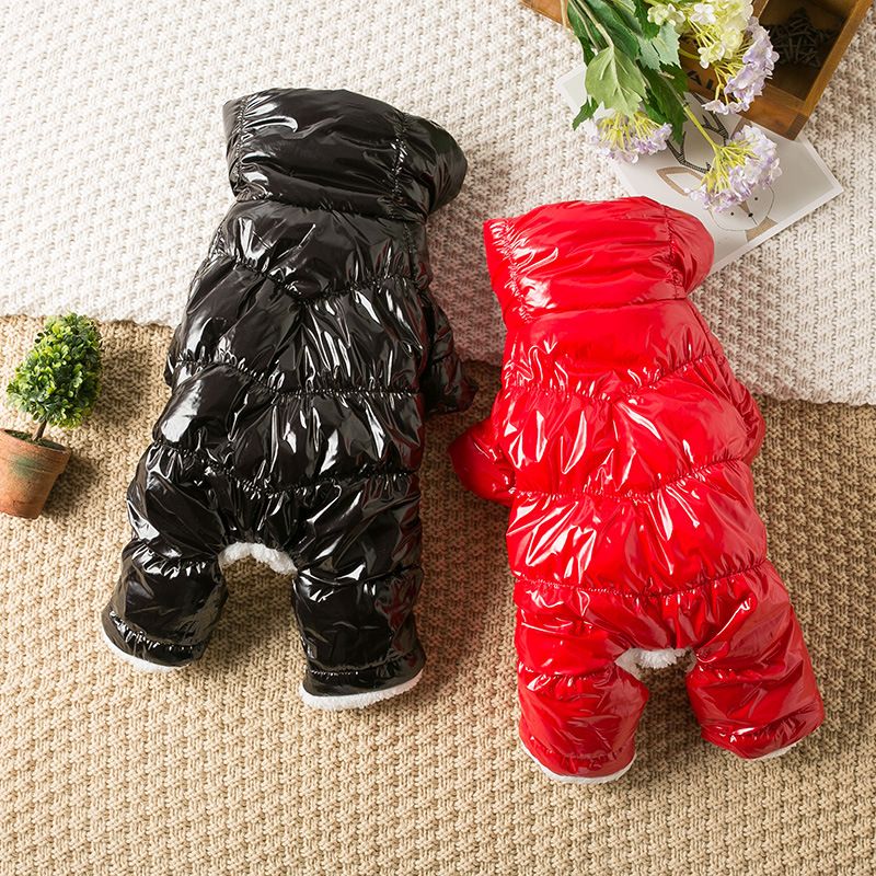 Teddy Dog Clothes Four Legged Coat Warm Winter red black man black XXL