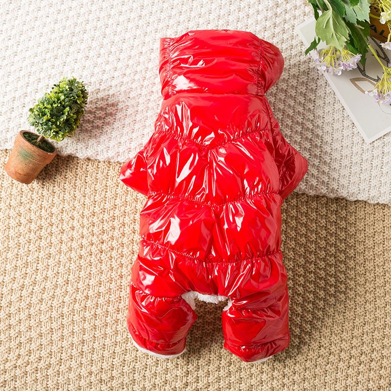 Teddy Dog Clothes Four Legged Coat Warm Winter red black man black XXL