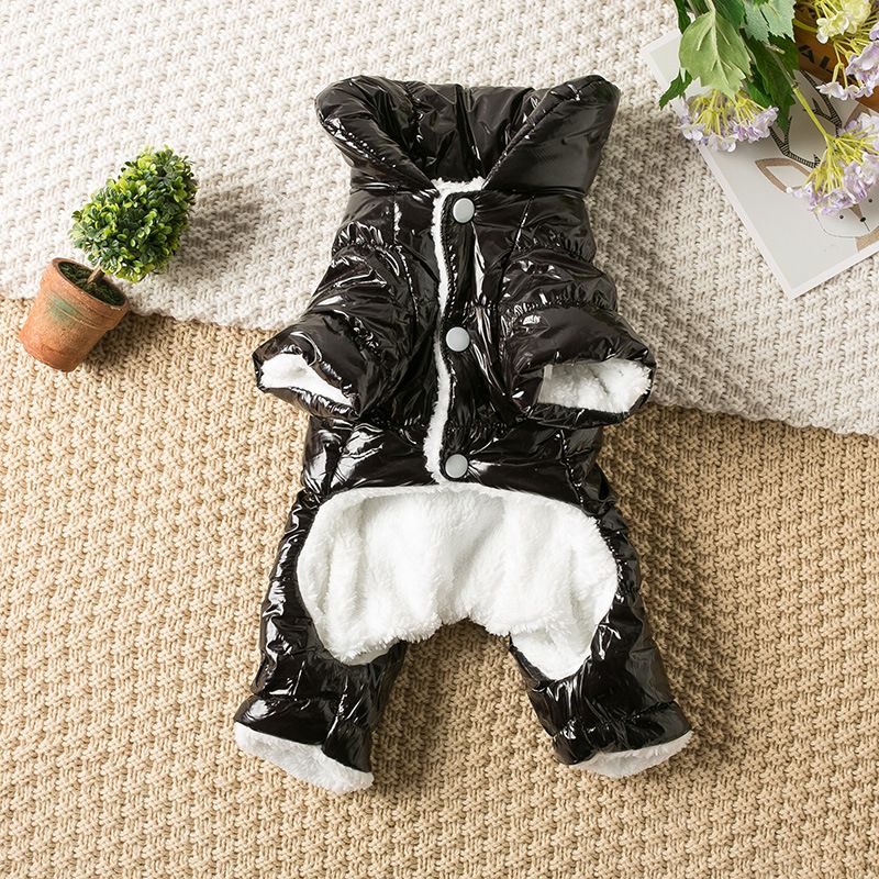 Teddy Dog Clothes Four Legged Coat Warm Winter red black man black XXL