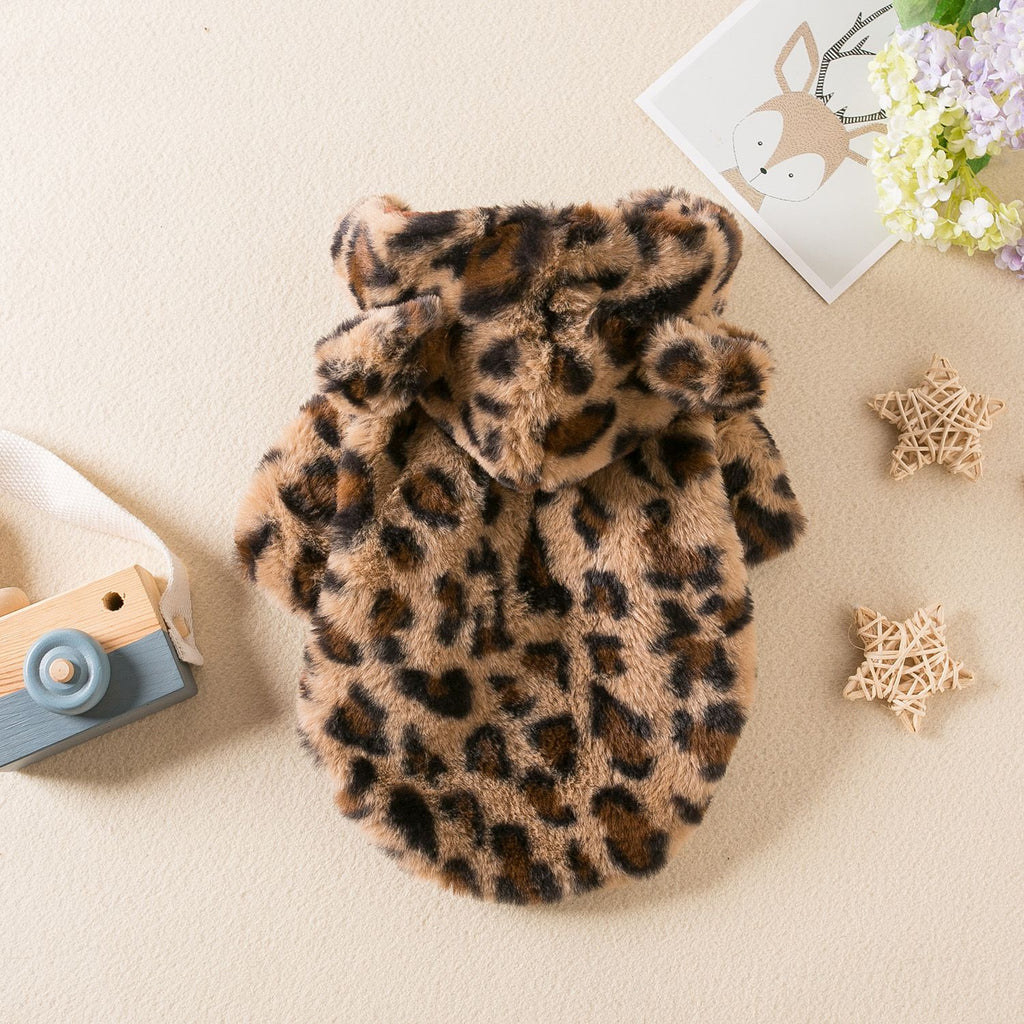 Odd Pet Leopard Print Thickened Dog Cat Coat Leopard Brown XXL