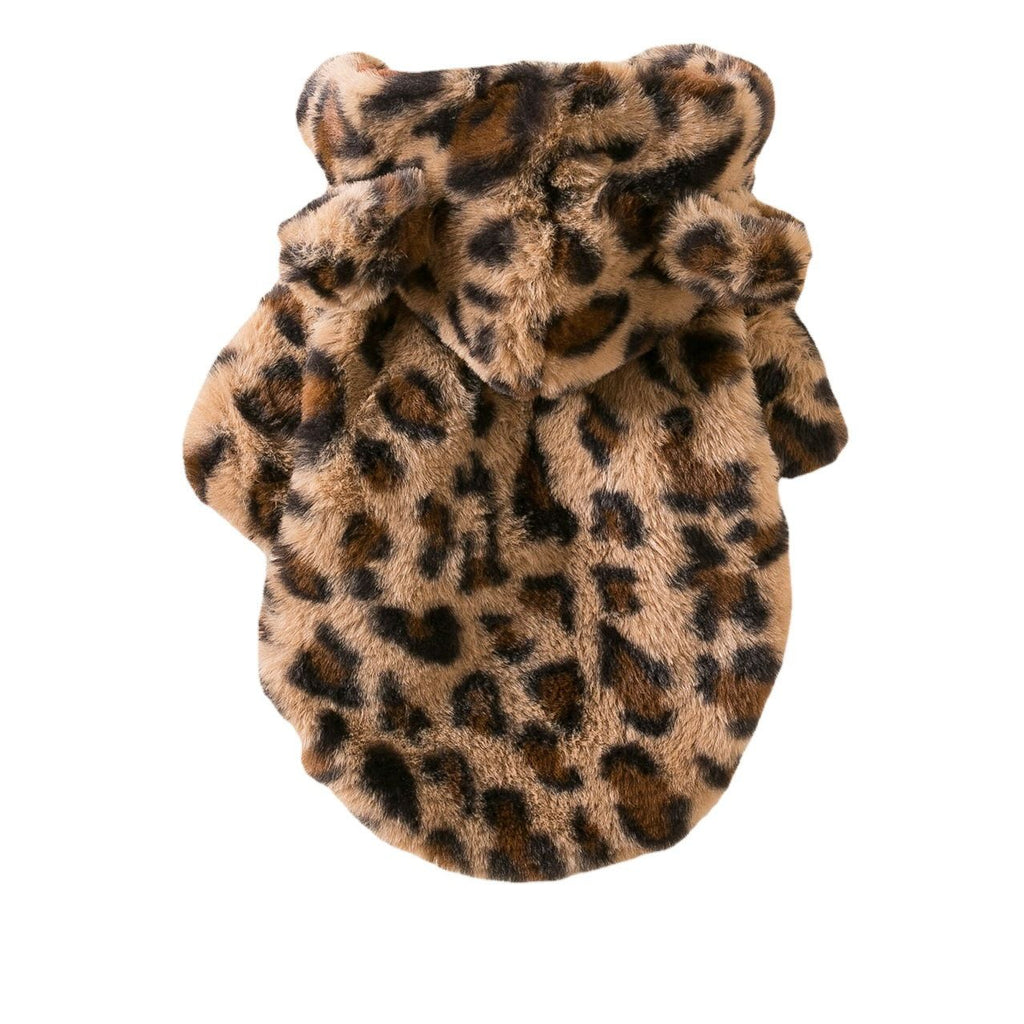 Odd Pet Leopard Print Thickened Dog Cat Coat Leopard Brown XXL