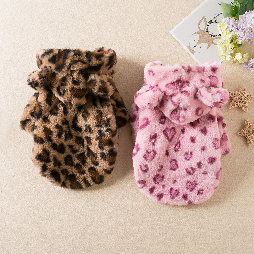 Odd Pet Leopard Print Thickened Dog Cat Coat Leopard Brown XXL