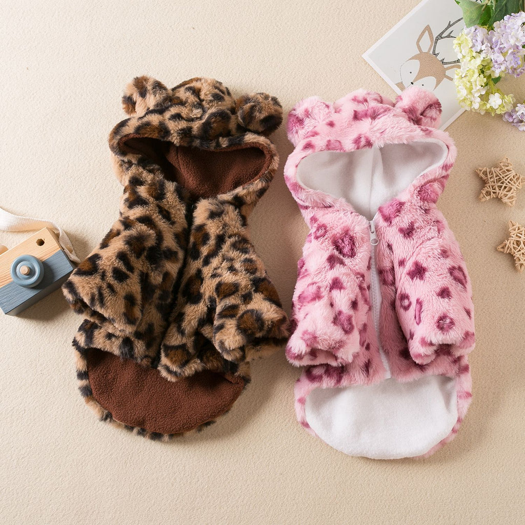 Odd Pet Leopard Print Thickened Dog Cat Coat Leopard Brown XXL