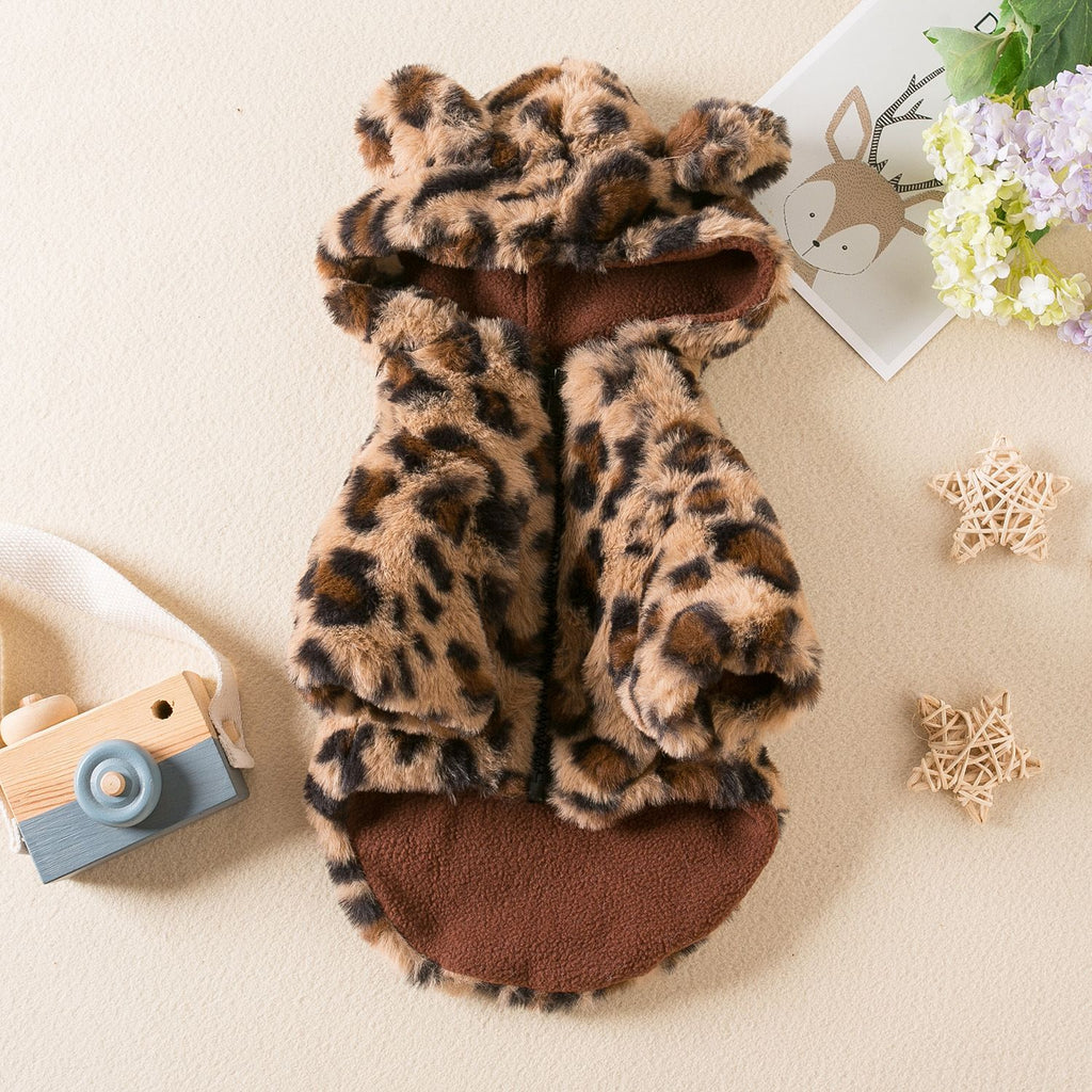 Odd Pet Leopard Print Thickened Dog Cat Coat Leopard Brown XXL