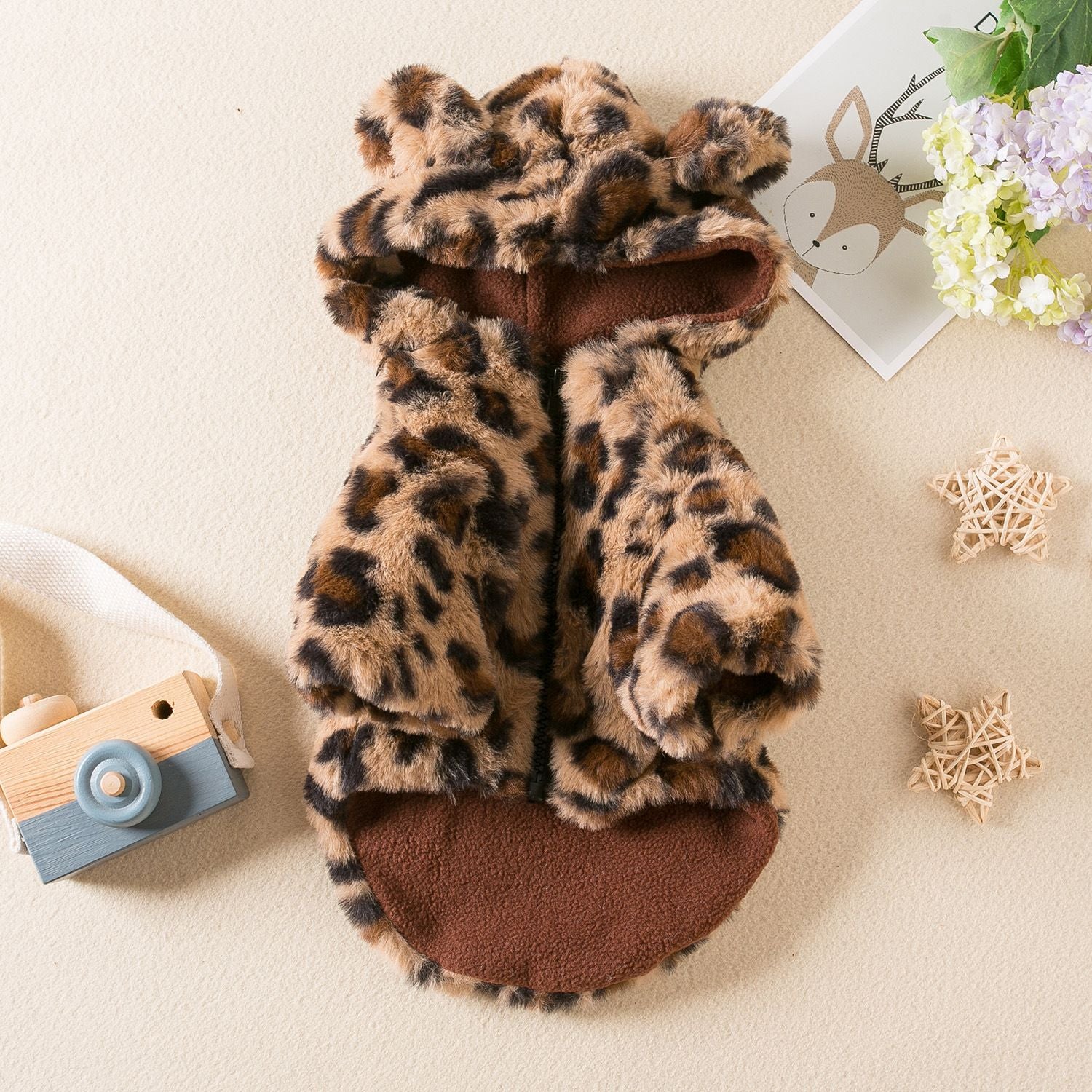 Odd Pet Leopard Print Thickened Dog Cat Coat Leopard Brown XXL
