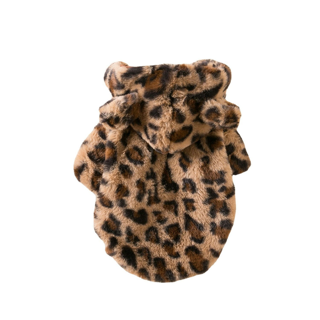 Odd Pet Leopard Print Thickened Dog Cat Coat Leopard Brown XXL