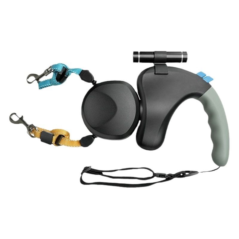 BENWIS Dog Retractable Leash Double Headed LED Black
