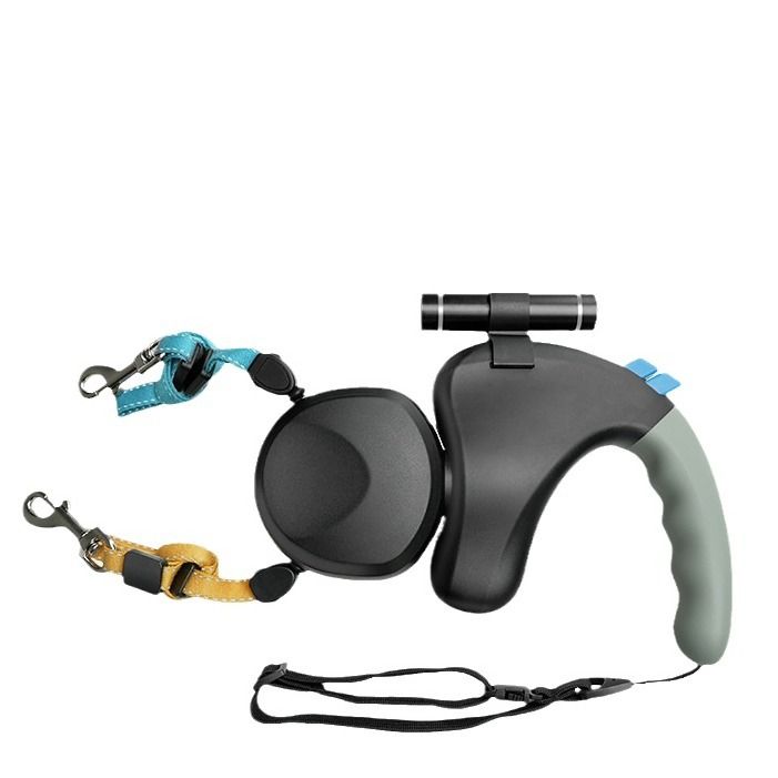 BENWIS Dog Retractable Leash Double Headed LED Black