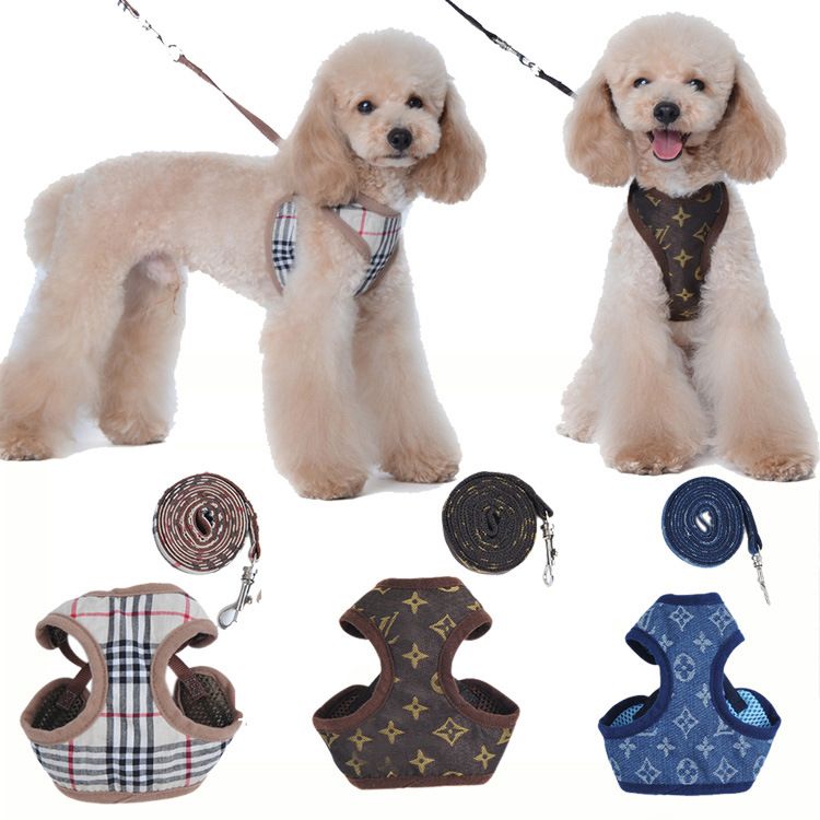 Happy Dog Harness Vest Adjustable Leash Set Polyester Cowboy S:0.08kg