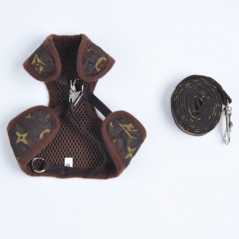 Happy Dog Harness Vest Adjustable Leash Set Polyester Old flower L:0.11kg