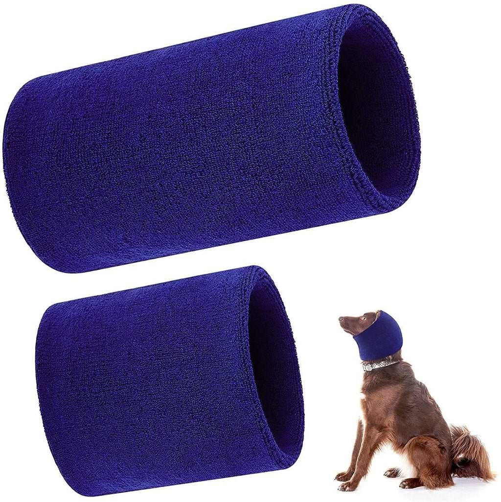 Pet Earmuffs Cotton Thickened Warm Winter Headgear Blue S