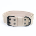 Nylon Dog Collar Training Buckle 3.8cm Khaki Button M code (36-48cm)