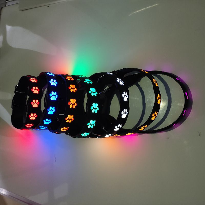 SY LED Rechargeable Nylon Dog Collar Red S（30-40cm）