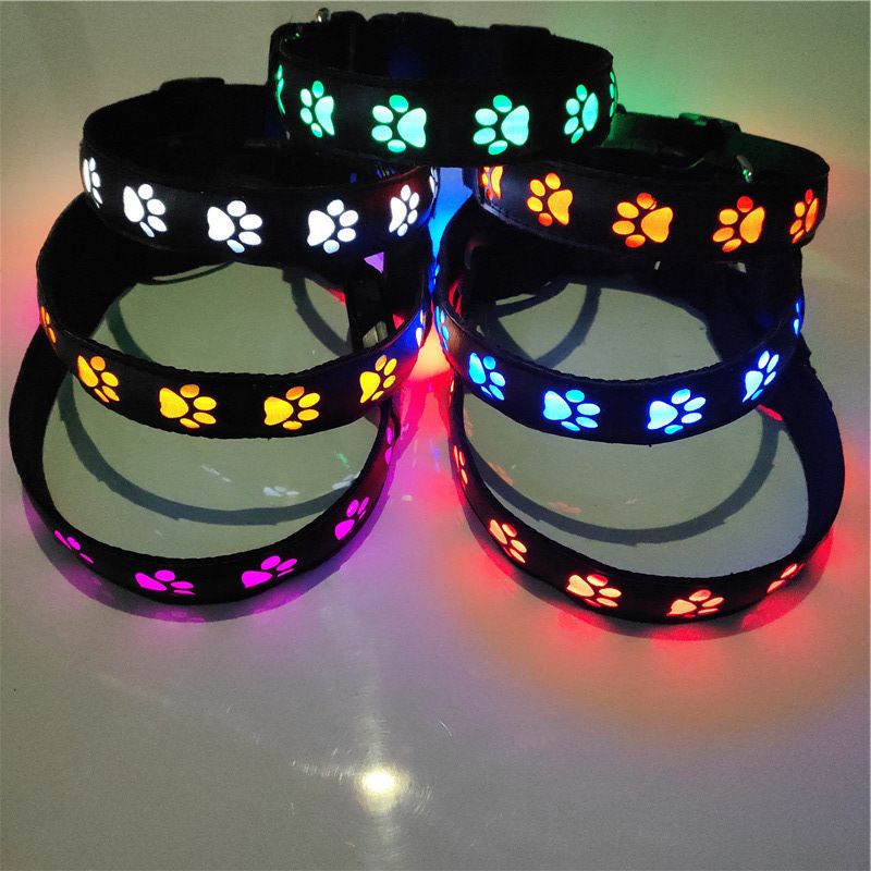 SY LED Rechargeable Nylon Dog Collar Red S（30-40cm）