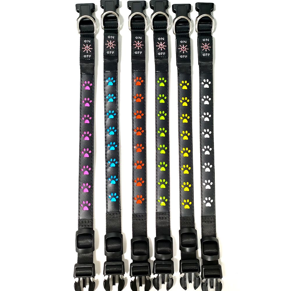 SY LED Rechargeable Nylon Dog Collar Red S（30-40cm）
