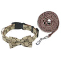 Hapi Dog Collar with Bow and Leash for Small Dogs Khaki collar + bow + traction rope M (neck circumference 30~42cm)