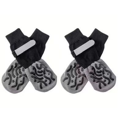 Dog Socks Anti Slip Geometric Black Luminous Cotton Anti-slip socks-geometric black-luminous belt [opp bag] Xl super large sole is about 8.6*20cm [recommended 20-30kg] [pack of four]